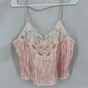 Vintage Light Pink Tank Top Camisole Lace romantic Women's Large Intimate
